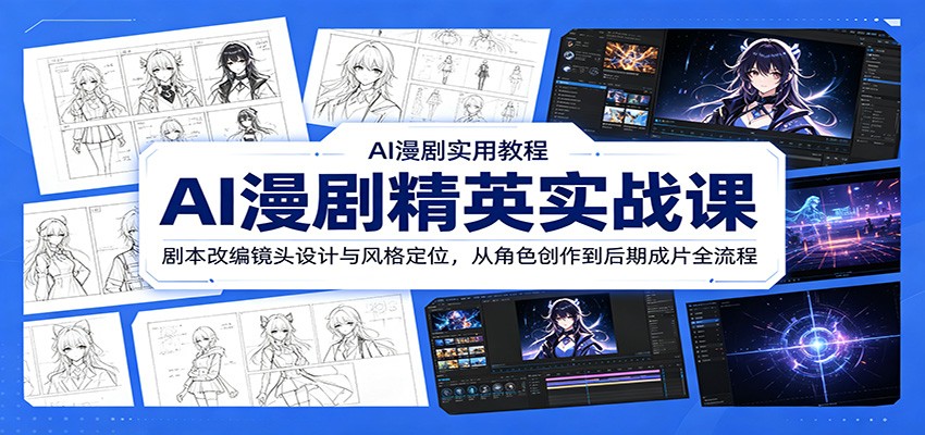 AI漫剧精英实战课：剧本改编镜头设计与风格定位，从角色创作到后期成片全流程-优优云网创