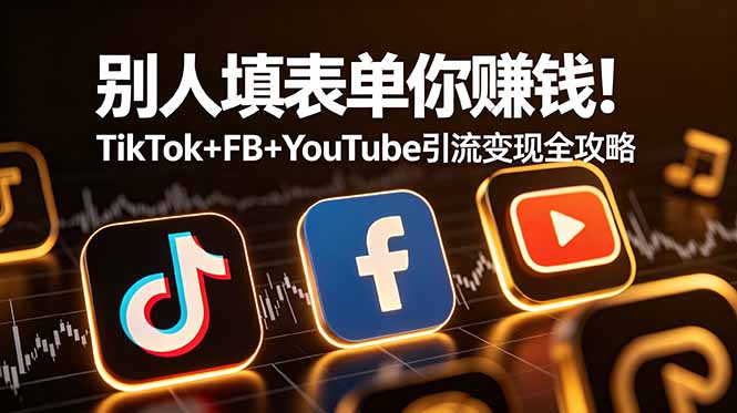 别人填表单你赚钱!TikTok+FB+YouTube 引流变现全攻略【原创双语字幕】-优优云网创