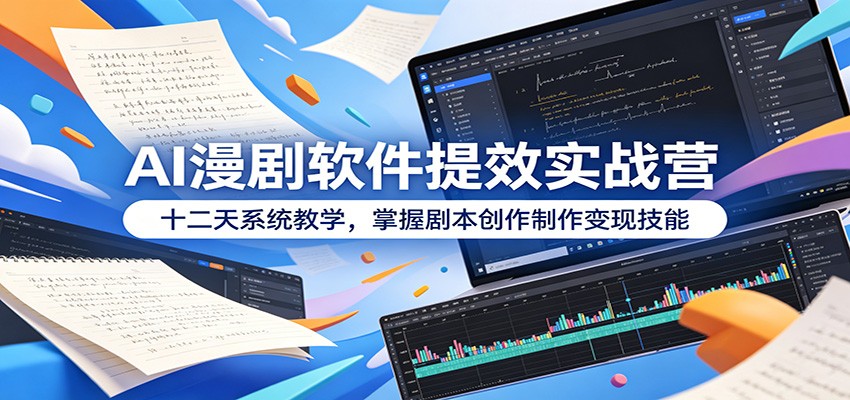 AI漫剧软件提效实战营：十二天系统教学，掌握剧本创作制作变现技能-优优云网创