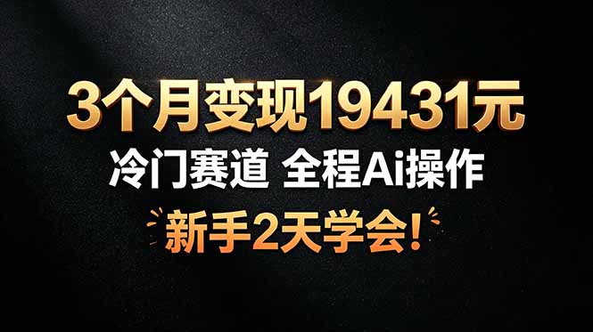 3个月变现19431元，冷门赛道 全程Ai操作，新手2天学会！-优优云网创