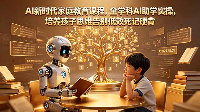 AI新时代家庭教育课程，全学科AI助学实操，培养孩子思维告别低效死记硬背-优优云网创