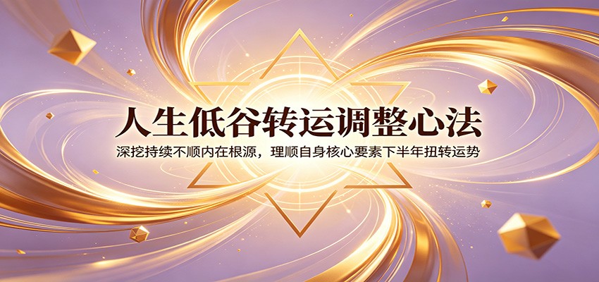 人生低谷转运调整心法：深挖持续不顺内在根源，理顺自身核心要素下半年扭转运势-优优云网创