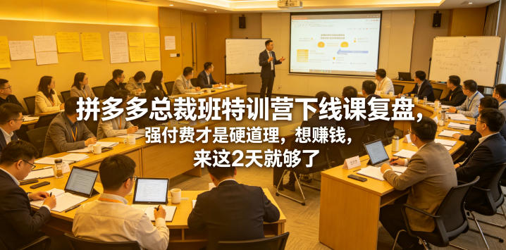拼多多总裁班特训营下线课复盘，强付费才是硬道理，想賺钱，来这2天就够了-优优云网创