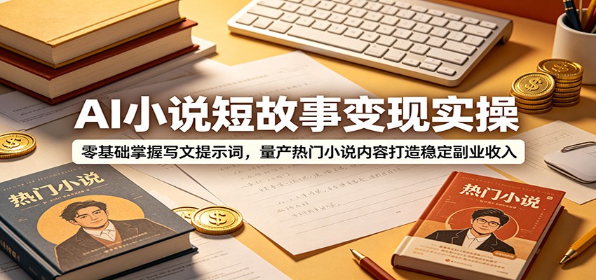 AI小说短故事变现实操：零基础掌握写文提示词，量产热门小说内容打造稳定副业收入-优优云网创