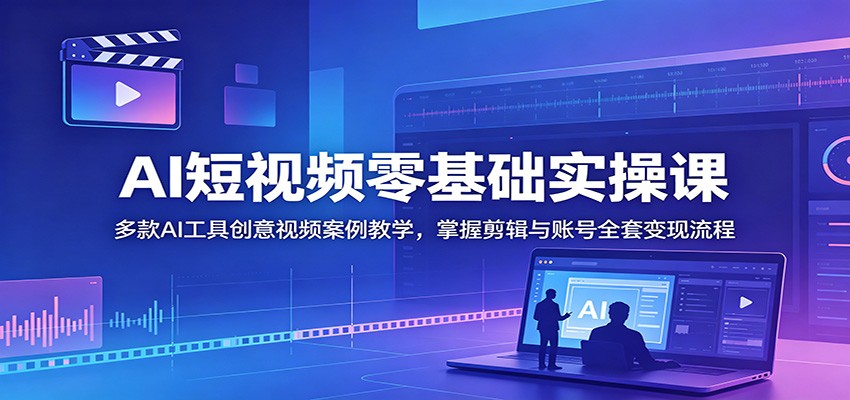 AI短视频零基础实操课:多款AI工具创意视频案例教学,掌握剪辑与账号全套变现流程-优优云网创