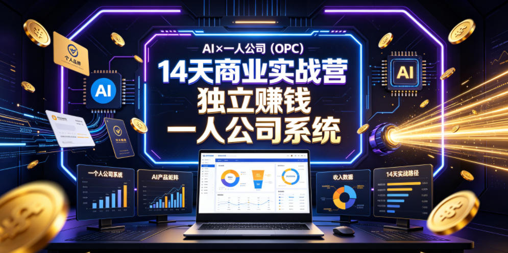 AI×一人公司(OPC)14天商业实战营,用AI帮你搭建一个属于你自己的、能独立賺钱的一人公司系统-优优云网创