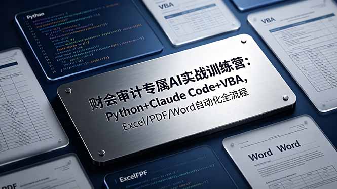 财会审计专属 AI实战训练营：Python+Claude Code+VBA，Excel/PDF/Word自动化全流程-优优云网创