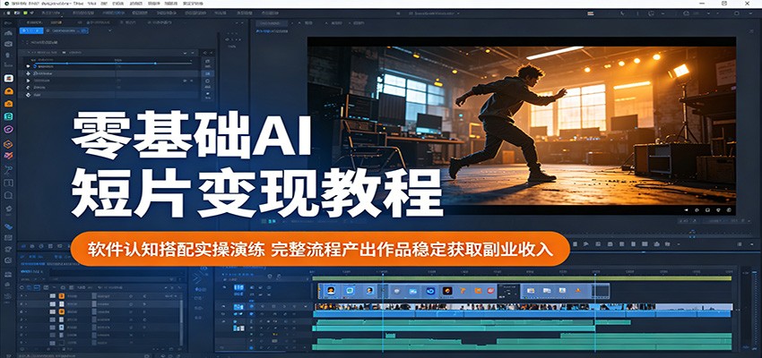 零基础AI短片变现教程：软件认知搭配实操演练，完整流程产出作品稳定获取副业收入-优优云网创