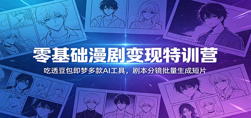 零基础漫剧变现特训营：玩转豆包即梦多款AI工具，剧本分镜批量生成短片-优优云网创
