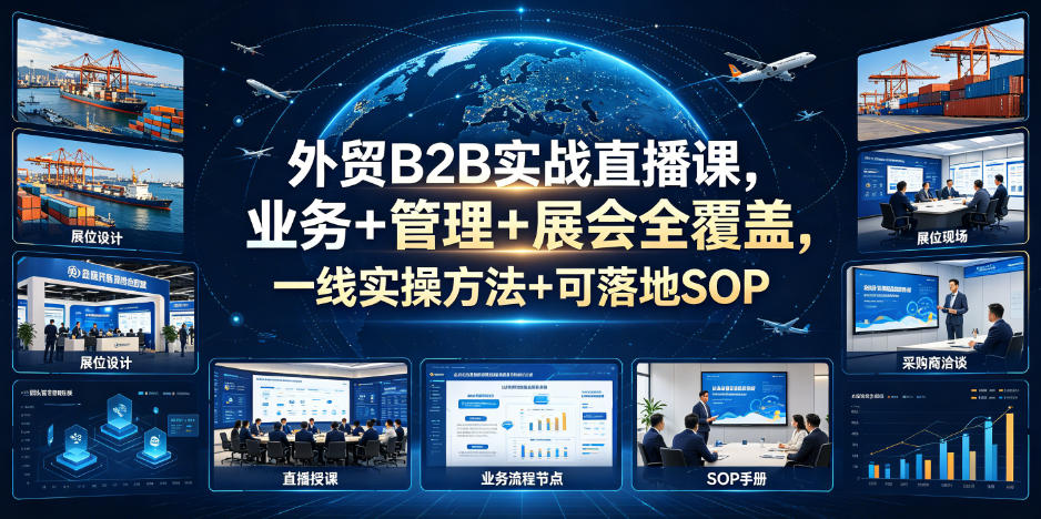 外贸B2B实战直播课,业务+管理+展会全覆盖,一线实操方法+可落地SOP-优优云网创