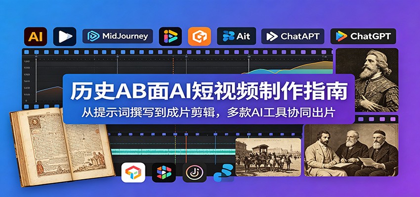 历史AB面AI短视频制作指南：从提示词撰写到成片剪辑，多款AI工具协同出片-优优云网创
