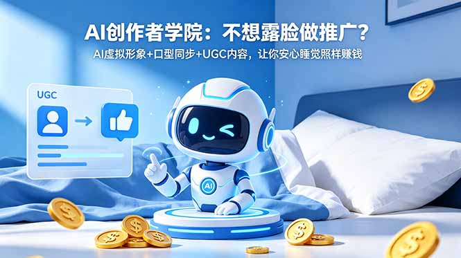 AI创作者学院:不想露脸做推广?AI虚拟形象+口型同步+UGC内容,让你安心睡觉照样赚钱-优优云网创