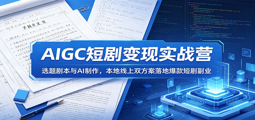 AIGC短剧变现实战营：选题剧本与AI制作，本地线上双方案落地爆款短剧副业-优优云网创