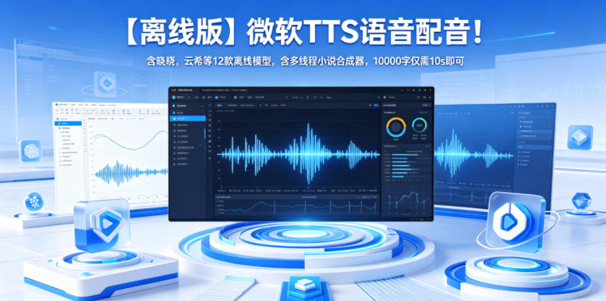 【离线版】微软TTS语音配音！含晓晓，云希等12款离线模型，含多线程小说合成器，10000字仅需10s即可-优优云网创