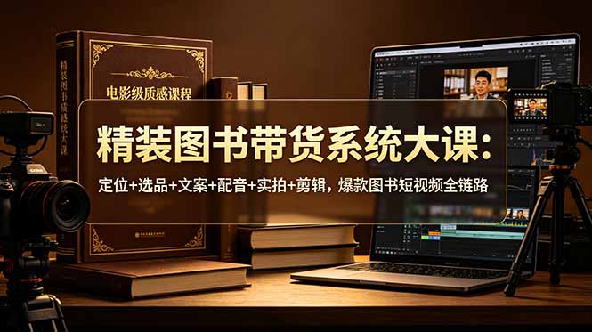 精装图书带货系统大课：定位+选品+文案+配音+实拍+剪辑，爆款图书短视频全链路-优优云网创