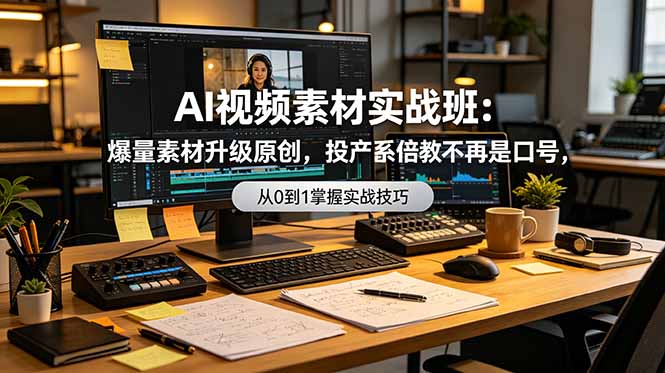 AI视频素材实战班：爆量素材升级原创，投产翻倍不再是口号，0-1系统教学实战落地-优优云网创