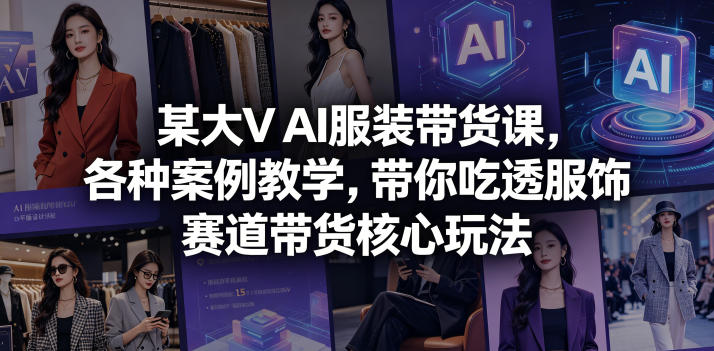 某大V AI服装带货课,各种案例教学,带你吃透服饰赛道带货核心玩法-优优云网创