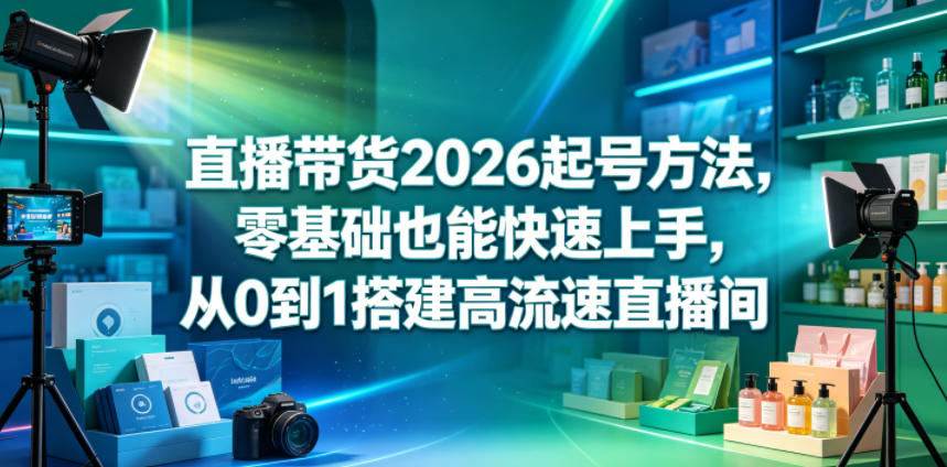 直播带货2026起号方法，零基础也能快速上手，从0到1搭建高流速直播间-优优云网创