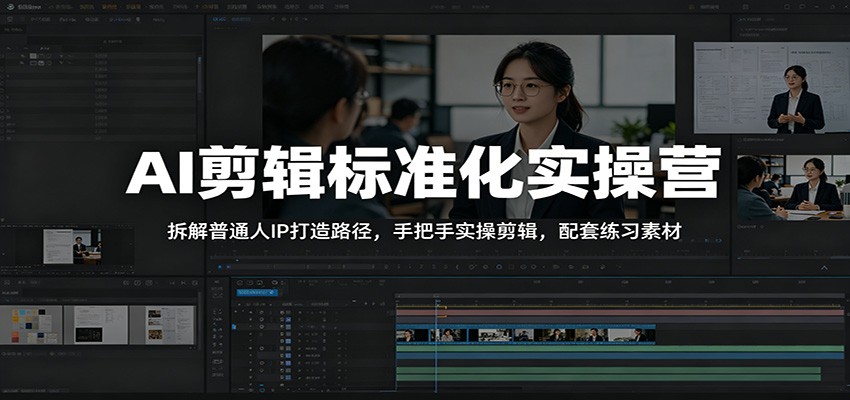 AI剪辑标准化实操营:拆解普通人IP打造路径,手把手实操剪辑,配套练习素材-优优云网创