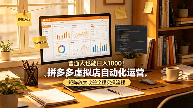 普通人也能日入 1000！拼多多虚拟店自动化运营，矩阵放大收益全程实操流程-优优云网创
