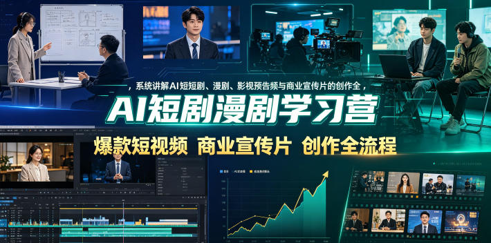 AI短剧漫剧学习营，系统讲解AI短剧、漫剧、影视预告片、爆款短视频与商业宣传片的创作全流程-优优云网创