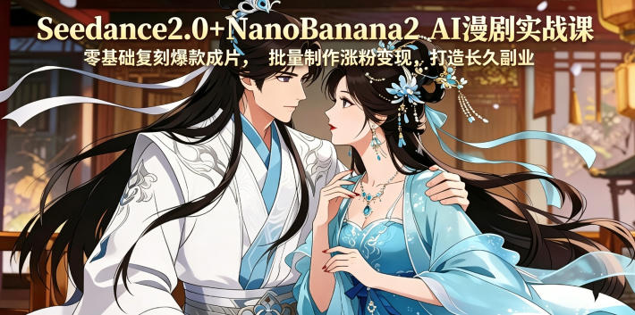 Seedance2.0+NanoBanana2 AI漫剧实战课，零基础复刻爆款成片涨粉变现，打造长久副业收益-优优云网创