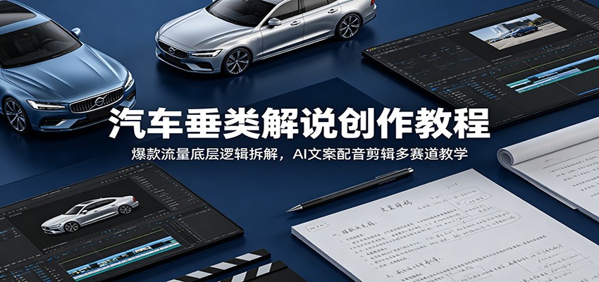 汽车垂类解说创作教程：爆款流量底层逻辑拆解，AI文案配音剪辑多赛道教学-优优云网创