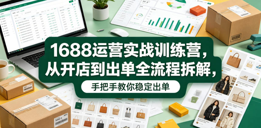1688运营实战训练营，从开店到出单全流程拆解，手把手教你稳定出单(更新0620)-优优云网创