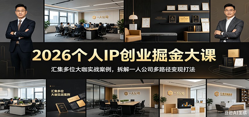 2026个人IP创业掘金大课：汇集多位大咖实战案例，拆解一人公司多路径变现打法-优优云网创