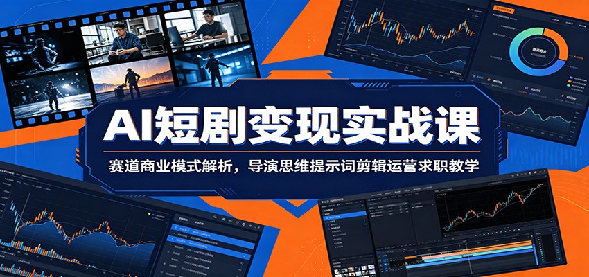 AI短剧变现实战课：赛道商业模式解析，导演思维提示词剪辑运营求职教学-优优云网创