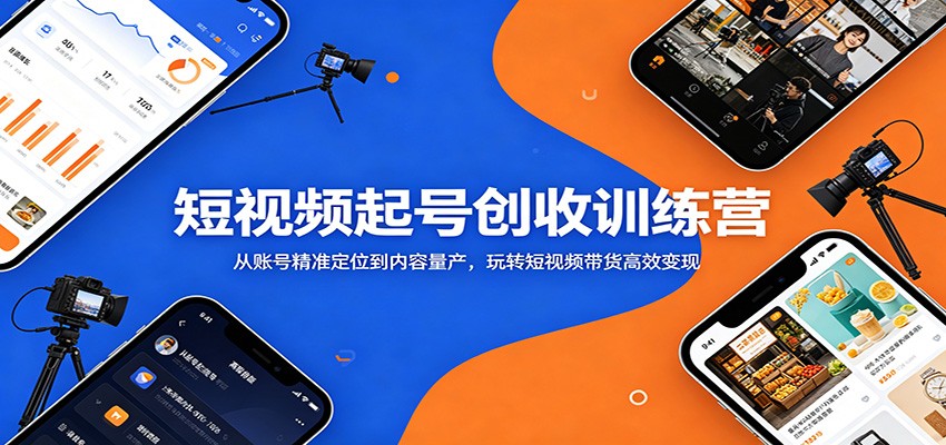 短视频起号创收训练营：从账号精准定位到内容量产，玩转短视频带货高效变现-优优云网创