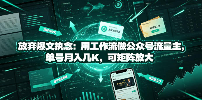 放弃爆文执念：用工作流做公众号流量主，单号月入几K，可矩阵放大-优优云网创