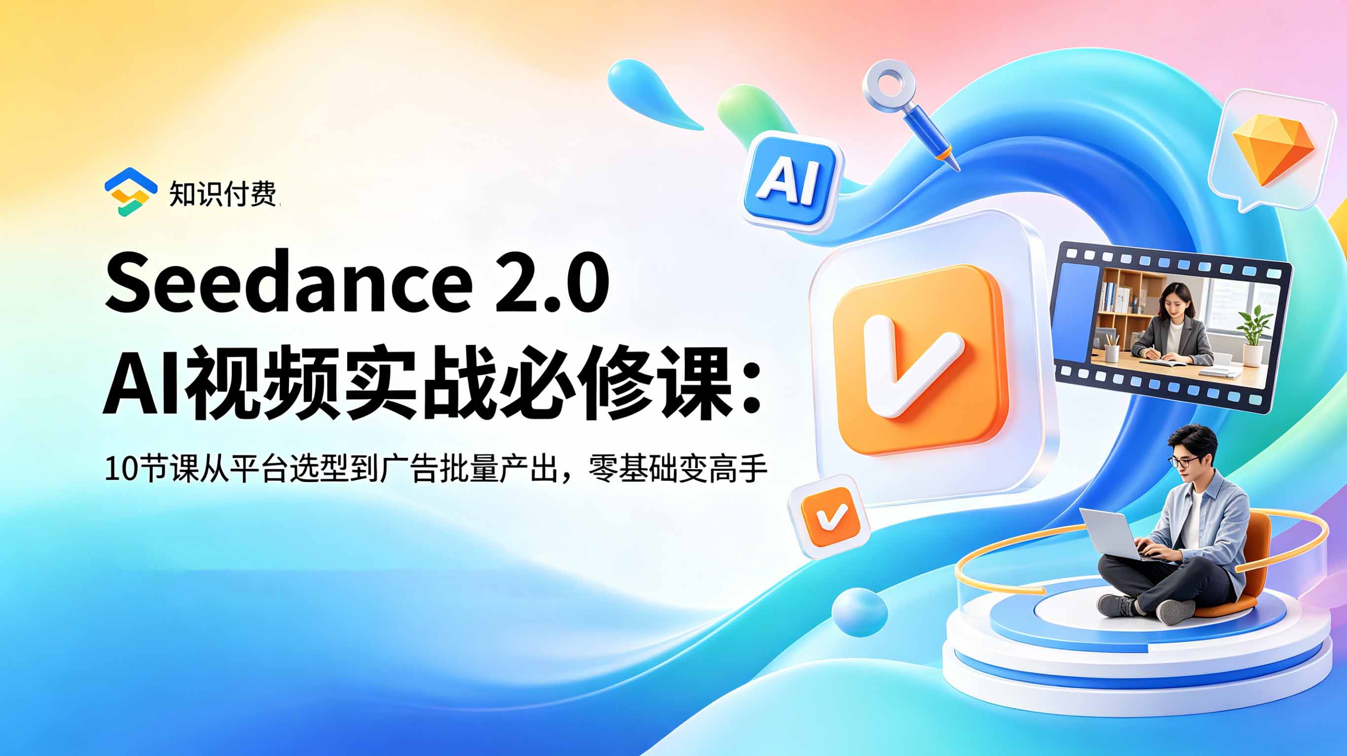 Seedance 2.0 AI视频实战必修课:10节课从平台选型到广告批量产出,零基础变高手-优优云网创