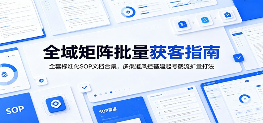 全域矩阵批量获客指南：全套标准化SOP文档合集，多渠道风控基建起号截流扩量打法-优优云网创