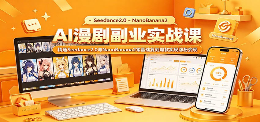 AI漫剧副业实战课：精通Seedance2.0与NanoBanana2零基础复刻爆款实现涨粉变现-优优云网创