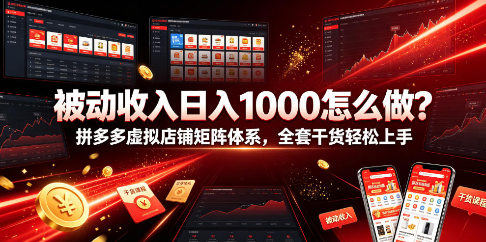 被动收入日入1000怎么做？拼多多虚拟店铺矩阵体系，全套干货轻松上手【揭秘】-优优云网创