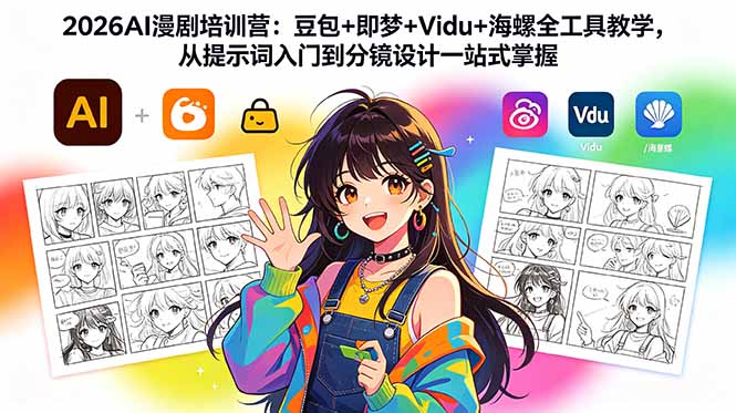 2026AI漫剧培训营:豆包+即梦+Vidu+海螺全工具教学,从提示词入门到分镜设计一站式掌握-优优云网创