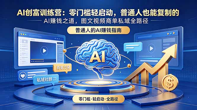 AI创富训练营：零门槛轻启动，普通人也能复制的AI赚钱之道，图文视频商单私域全路径-优优云网创