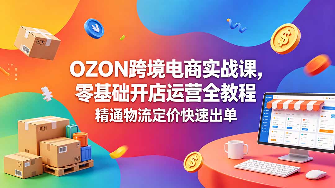 OZON 跨境电商实战课，零基础开店运营全教程，精通物流定价快速出单-优优云网创