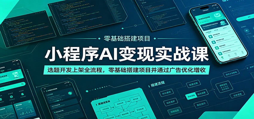 小程序AI变现实战课：选题开发上架全流程，零基础搭建项目并通过广告优化增收-优优云网创