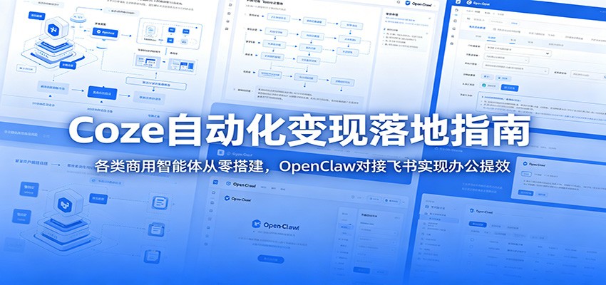 Coze自动化变现落地指南:各类商用智能体从零搭建,OpenClaw对接飞书实现办公提效-优优云网创