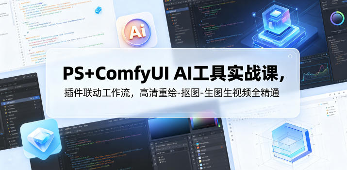 PS+ComfyUI AI工具实战课，插件联动工作流，高清重绘-抠图-生图生视频全精通-优优云网创